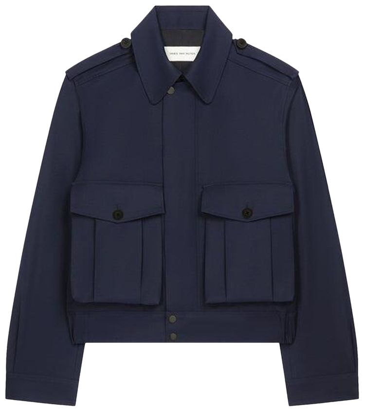 Dries Van Noten Reg Fit Cropped Jacket Navy