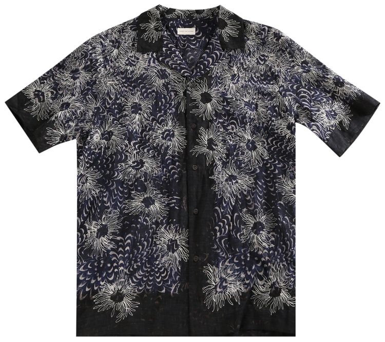 Dries Van Noten Carltone Embroidered Shirt Navy