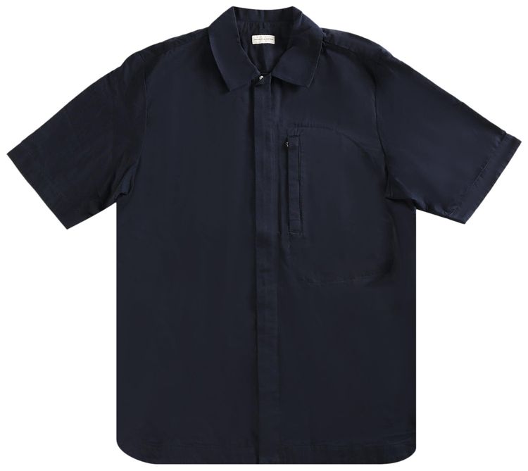 Dries Van Noten Zip Closure  Chest Zip Pocket Shirt Navy