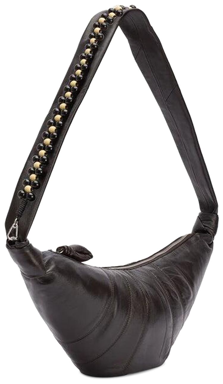 Lemaire Pearls Medium Croissant Bag Dark Chocolate