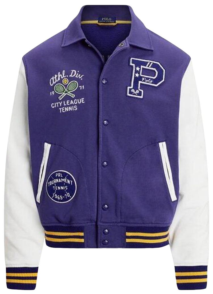 Polo Ralph Lauren Lightweight Athletic Fleece Varsity Jacket Fall RoyalMulticolor