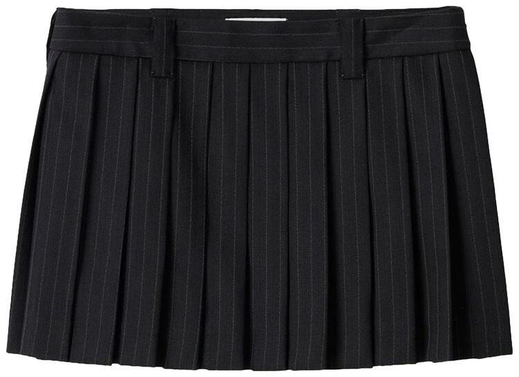 Miu Miu Pleated Pinstripe Mini Skirt Black