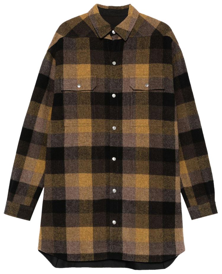 Rick Owens Wool Outershirt Honey Plaid