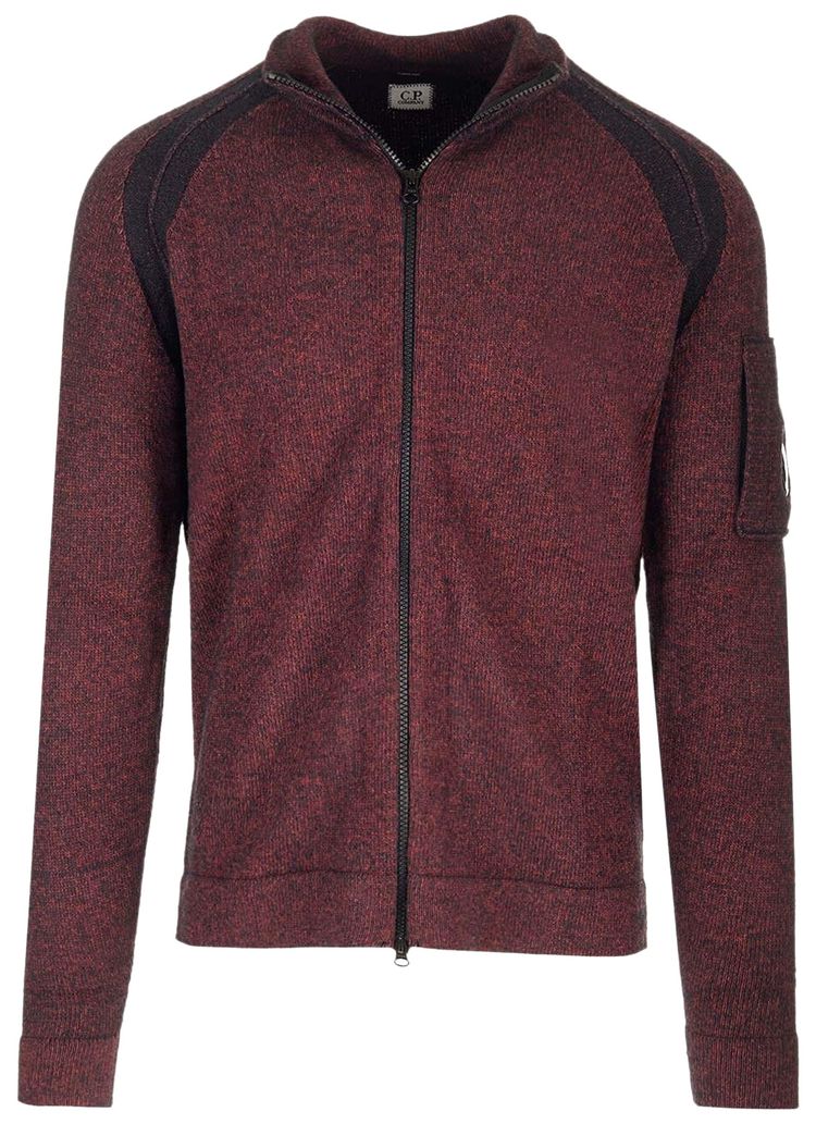 CP Company Zip Up Wool Cardigan Red