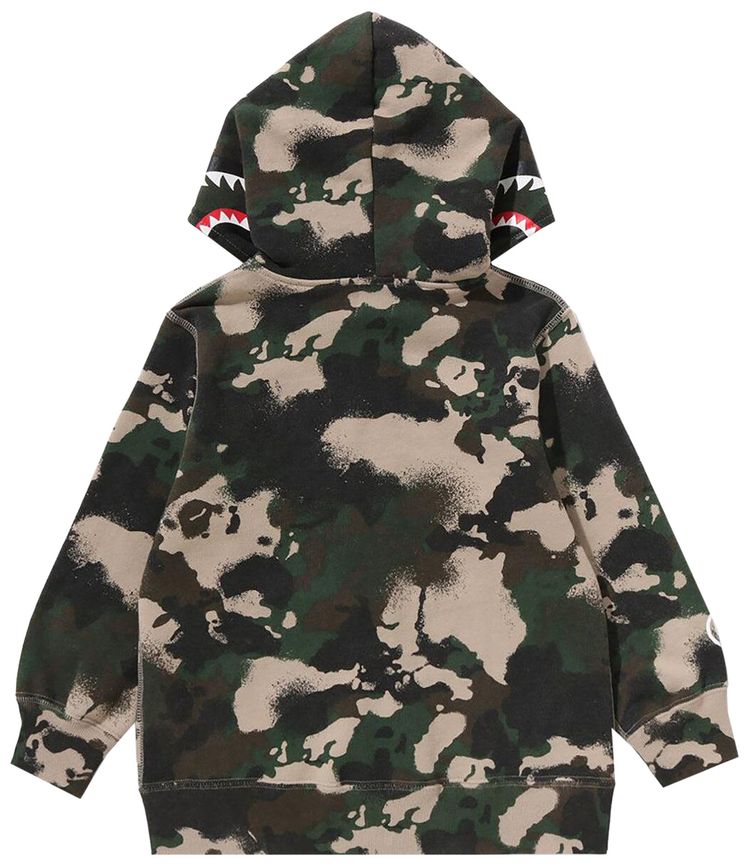 BAPE Kids Map Camo Shark Zip Hoodie Green