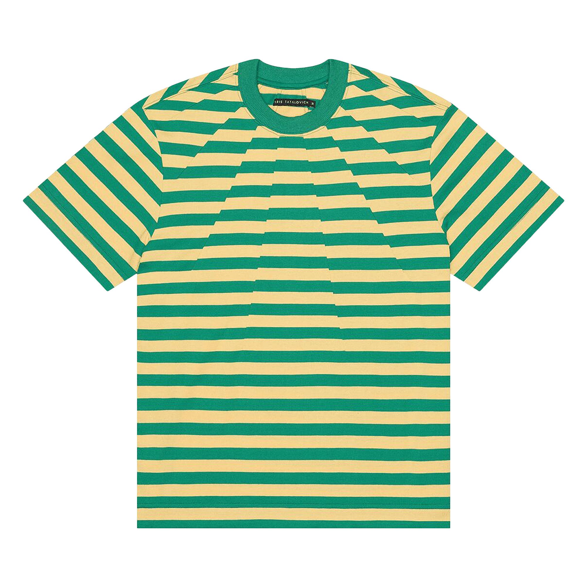 Buy Aris Tatalovich Dart Neck Stripe T-Shirt 'Green' - ATFW24T01