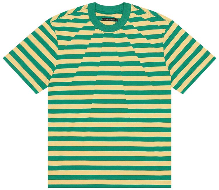 Aris Tatalovich Dart Neck Stripe T Shirt Green