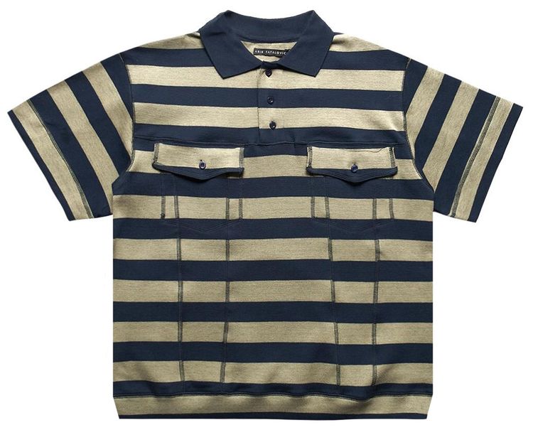 Aris Tatalovich Stripe Trucker Polo Green