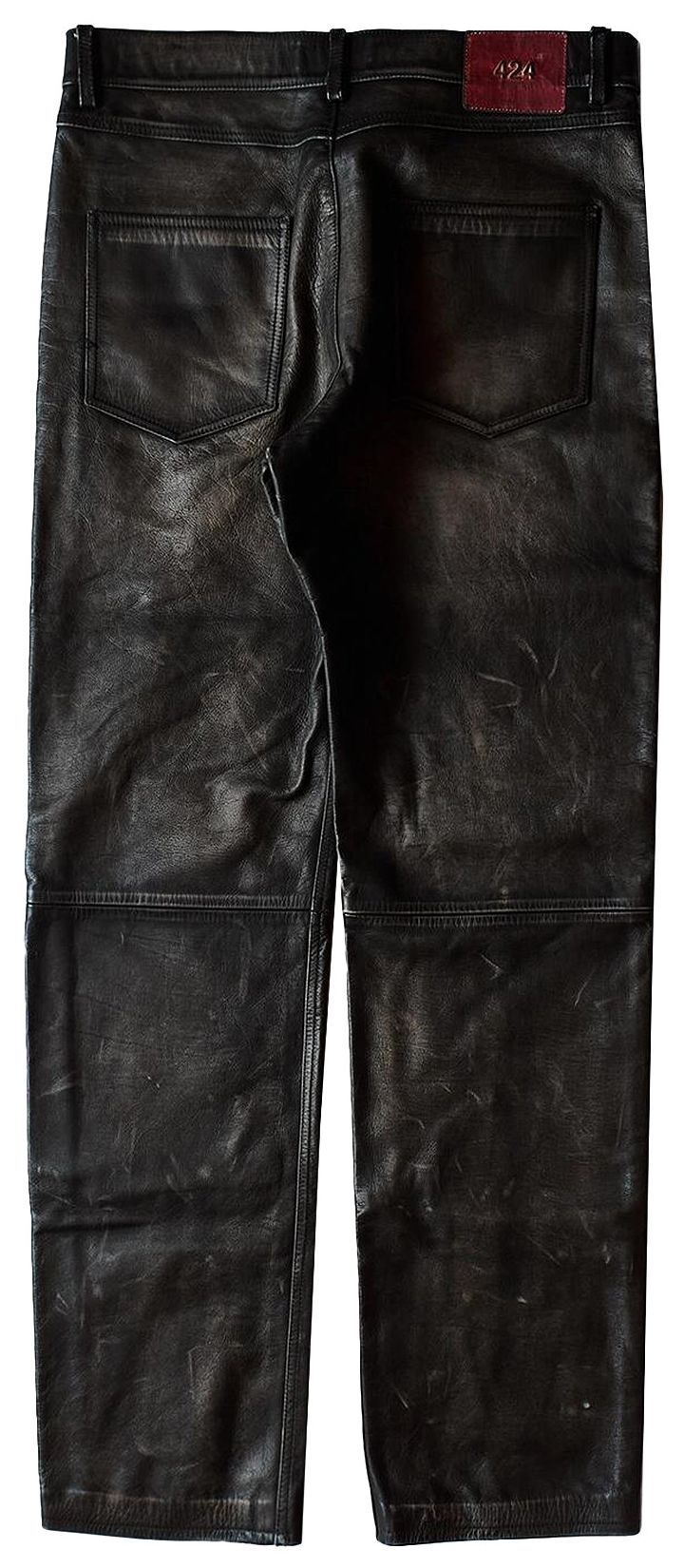 424 Leather Jeans Black