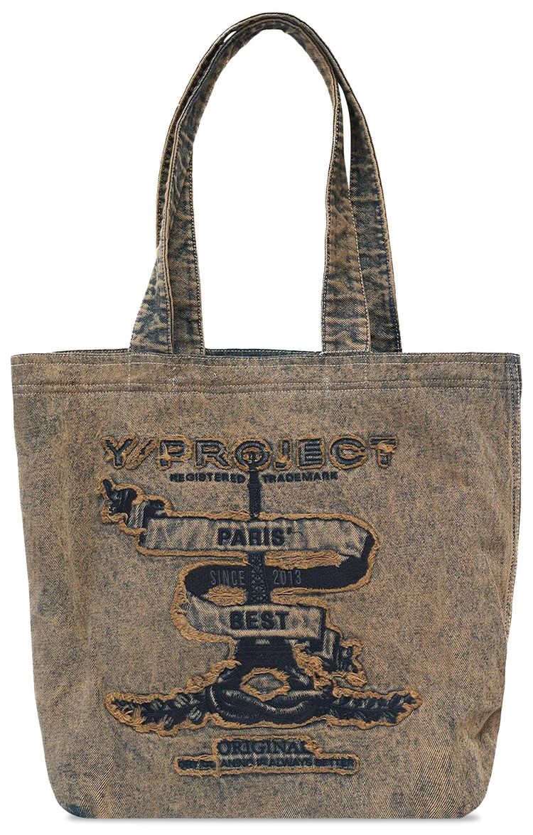 YProject Paris Best Distressed Denim Tote Bag Beige