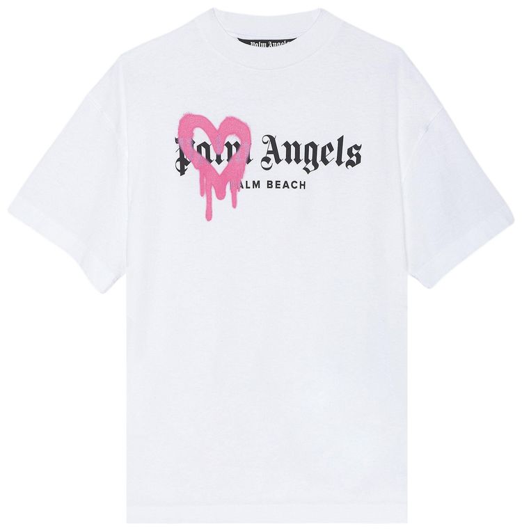 Palm Angels Heart Sprayed Tee PinkWhite