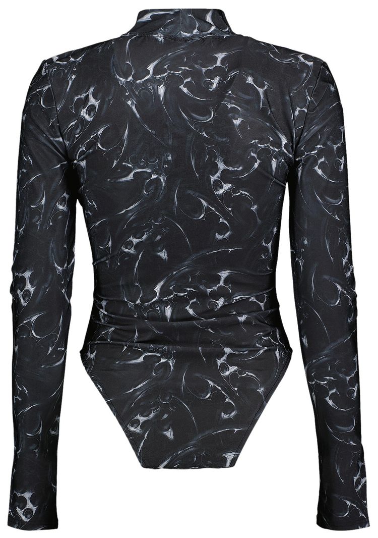 Han Kjbenhavn Chrome Tribal Stretch Jersey Bodysuit Silver