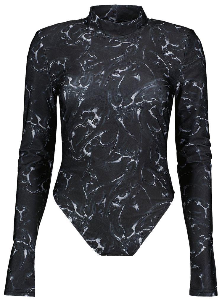 Han Kjbenhavn Chrome Tribal Stretch Jersey Bodysuit Silver