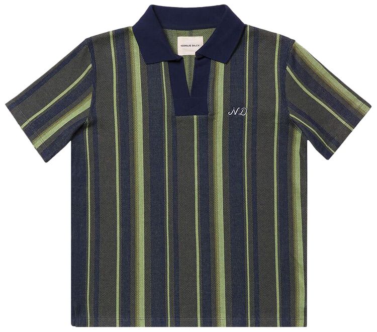 Nicholas Daley Rugby Striped Polo NavyMint