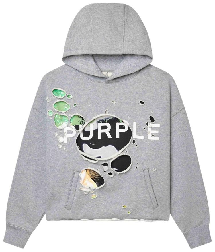 PURPLE BRAND French Terry Pullover Hoodie Heather Grey
