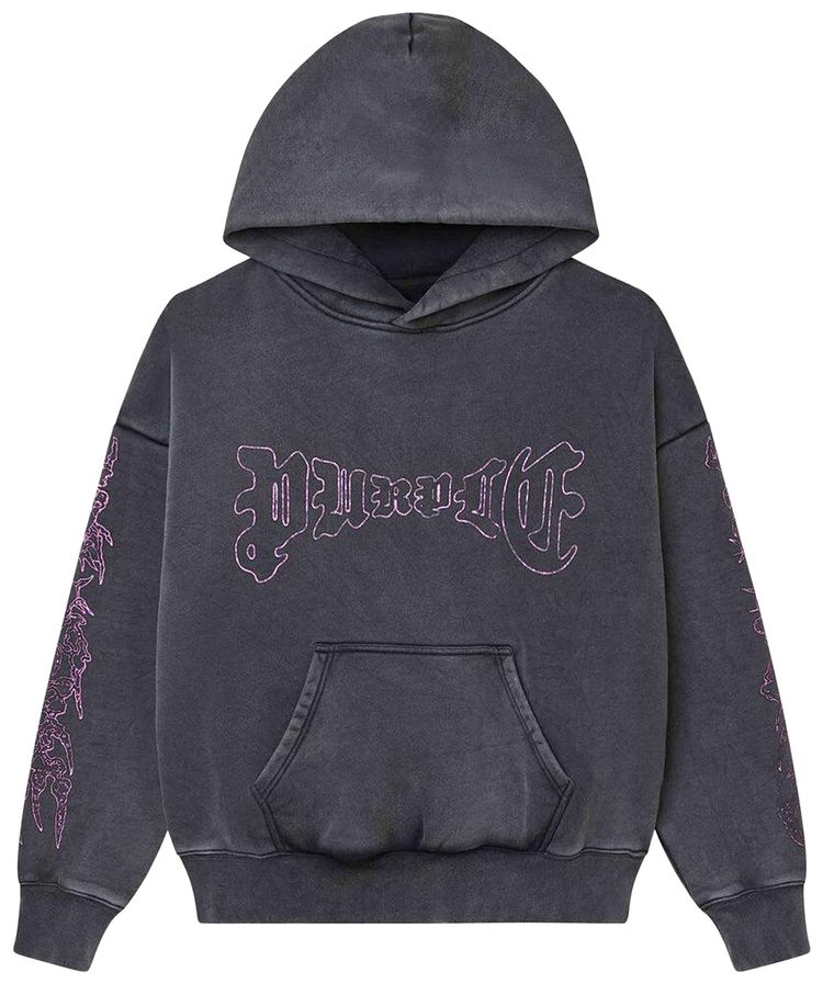 PURPLE BRAND HWT Fleece Pullover Hoodie Black