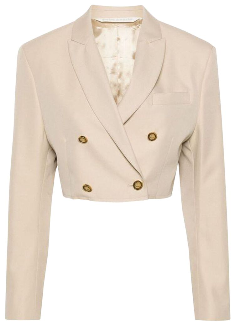 Palm Angels Buttons Crop Blazer Beige