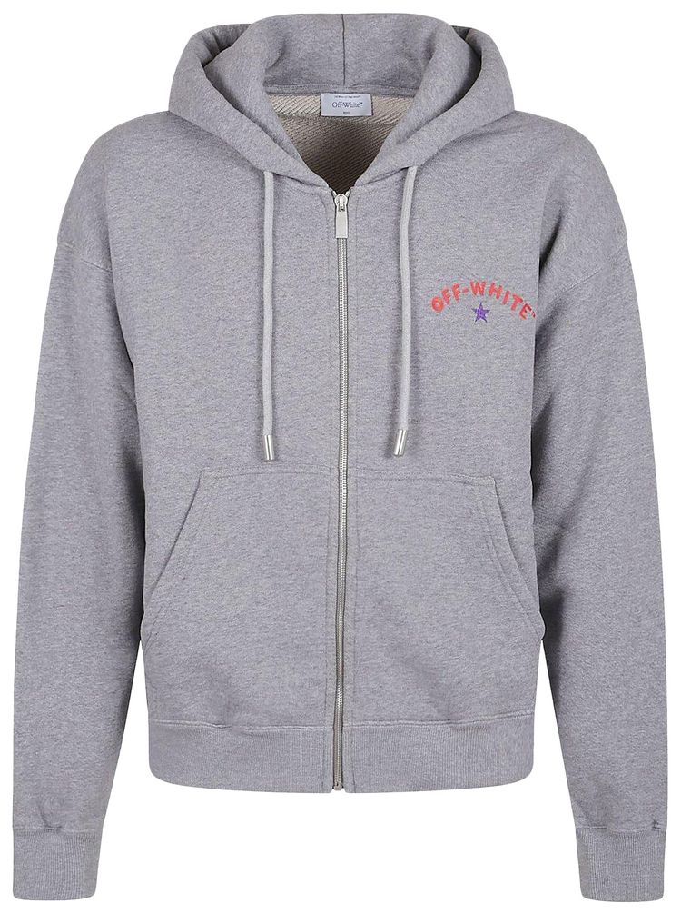Off White Star Arrow Zip Skate Hoodie Grey Melange