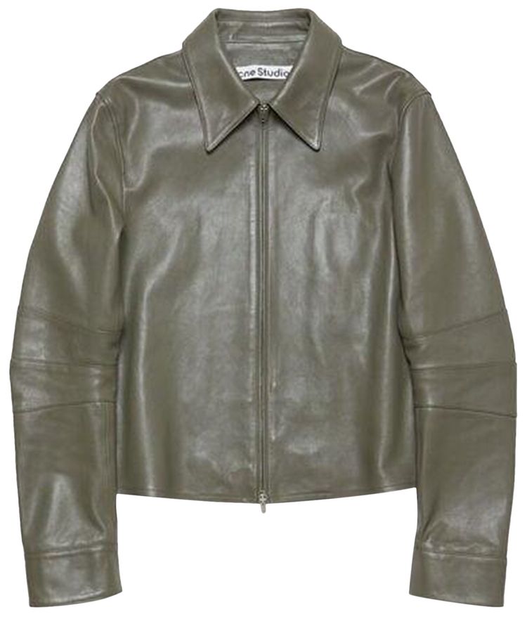 Acne Studios Leather Jacket Dusty Green