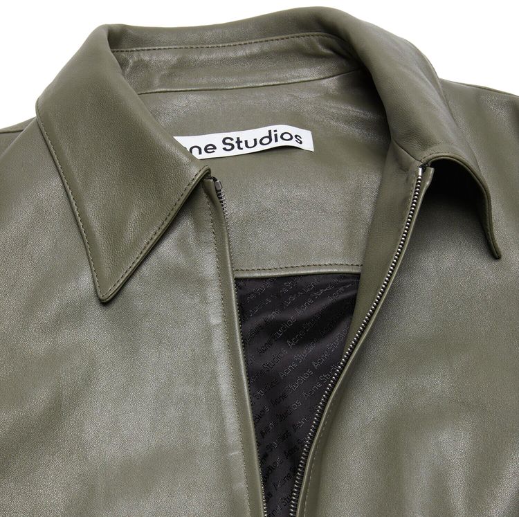 Acne Studios Leather Jacket Dusty Green