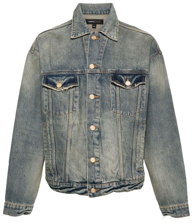 PURPLE BRAND Dirty Moto Destroy Denim Jacket Indigo