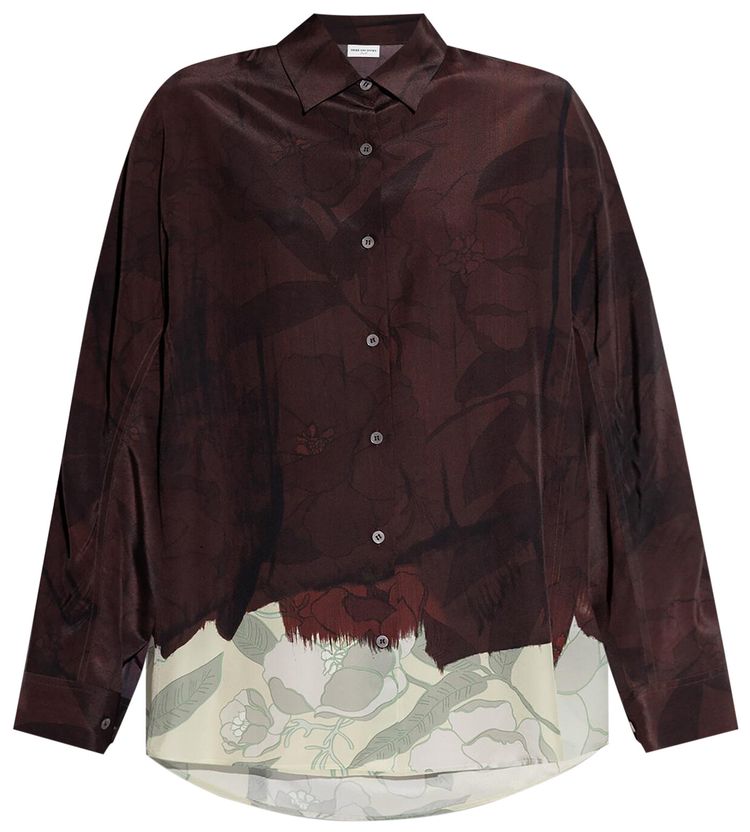 Dries Van Noten Casio Print Shirt Brown