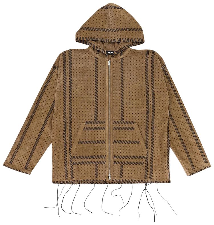 Amiri Perforated Leather Jacket MinkCharcoal