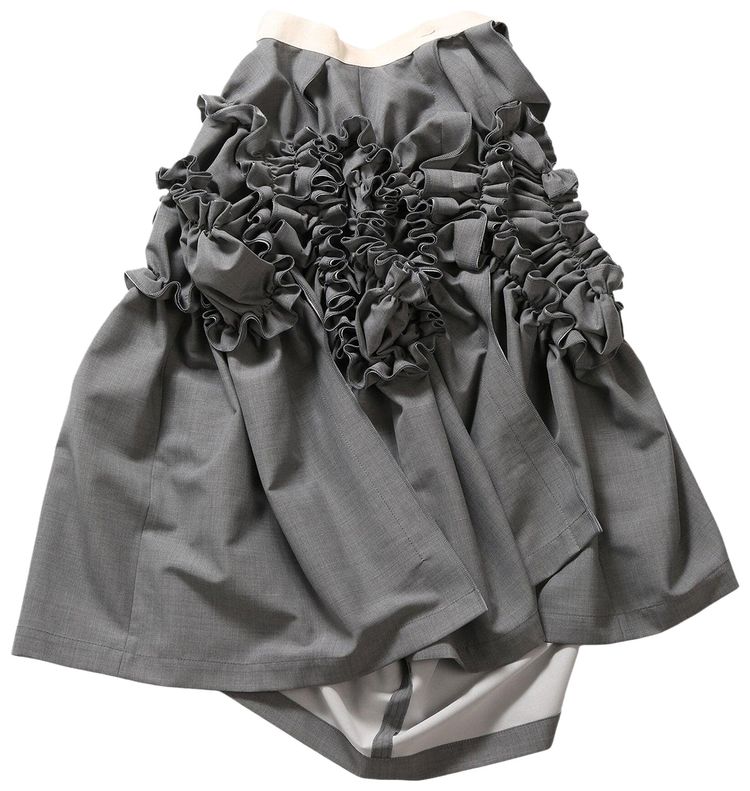 Tao Comme des Garcons Drawstring Waist Ruffle Trimmed Skirt Top Grey