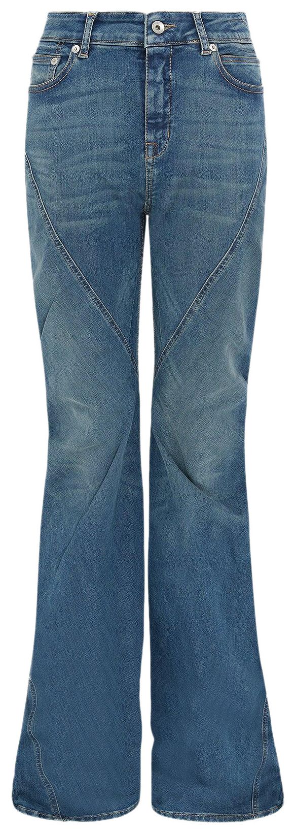 Rick Owens DRKSHDW Denim Bias Bootcut Jeans Washed Indigo