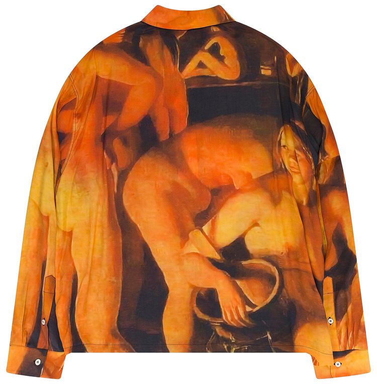 424 Graphic Print Long Sleeve Shirt Orange