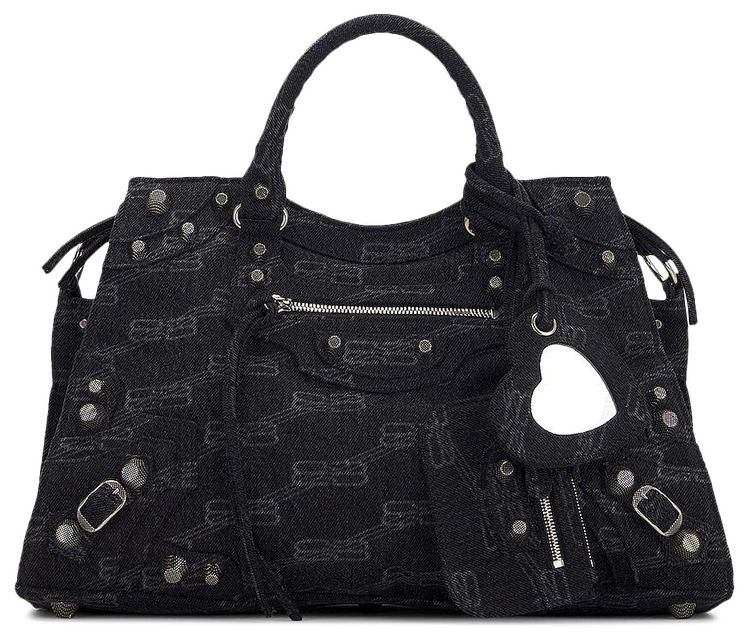 Balenciaga Denim Monogram Neo Cagole City Bag Black
