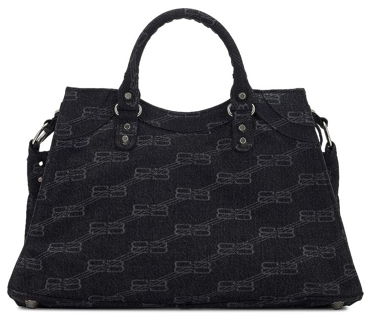 Balenciaga Denim Monogram Neo Cagole City Bag Black