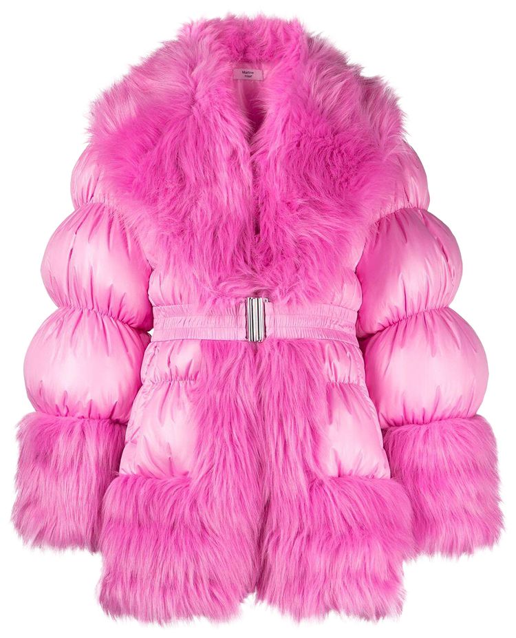 Martine Rose Belted Quilted Puffer Coat Pink