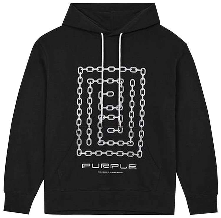 PURPLE BRAND French Terry Pullover Hoodie Black