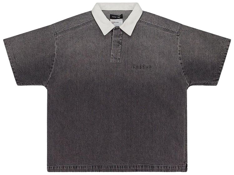 PURPLE BRAND Embossed Polo Shirt Black