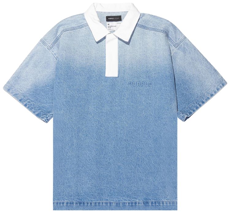 PURPLE BRAND Embossed Polo Shirt Indigo