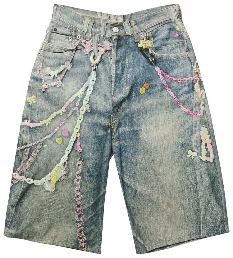 Acne Studios Denim Loose Fit Shorts Mid Blue