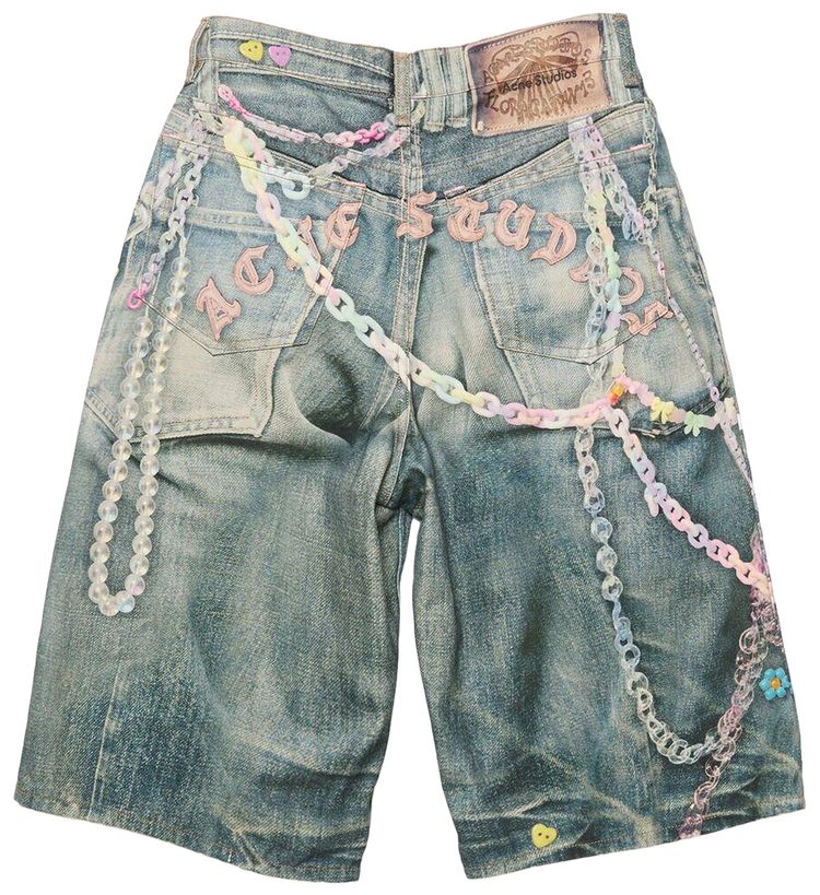 Acne Studios Denim Loose Fit Shorts Mid Blue
