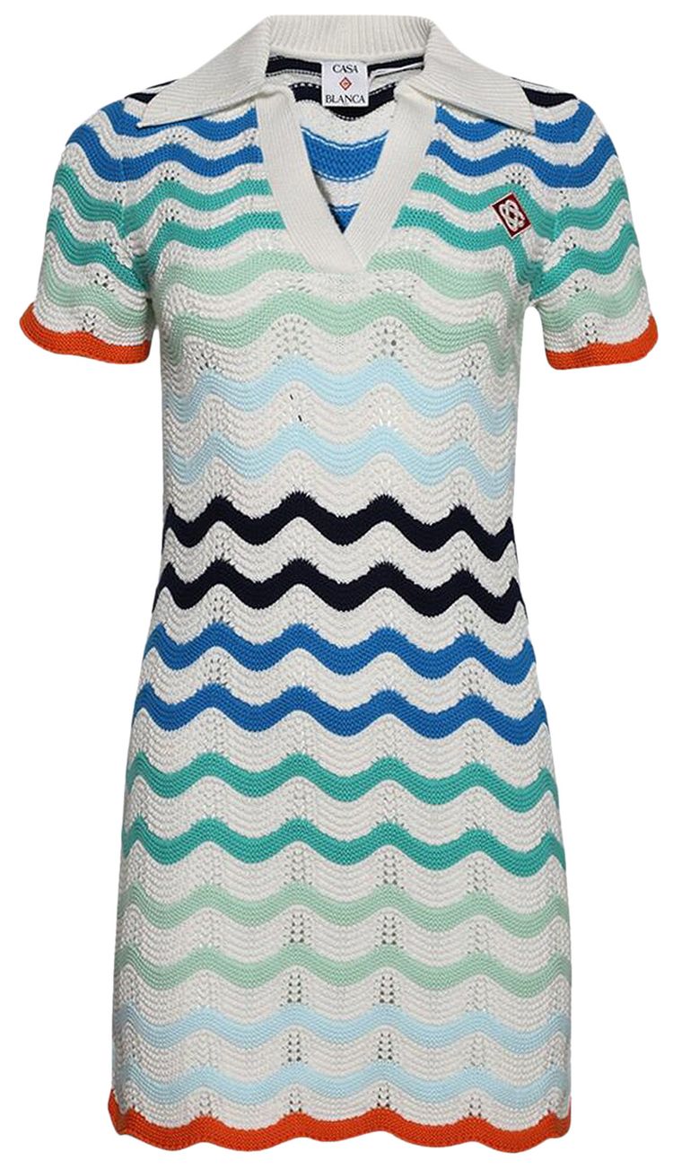 Casablanca Gradient Wave Crochet Dress Multicolor