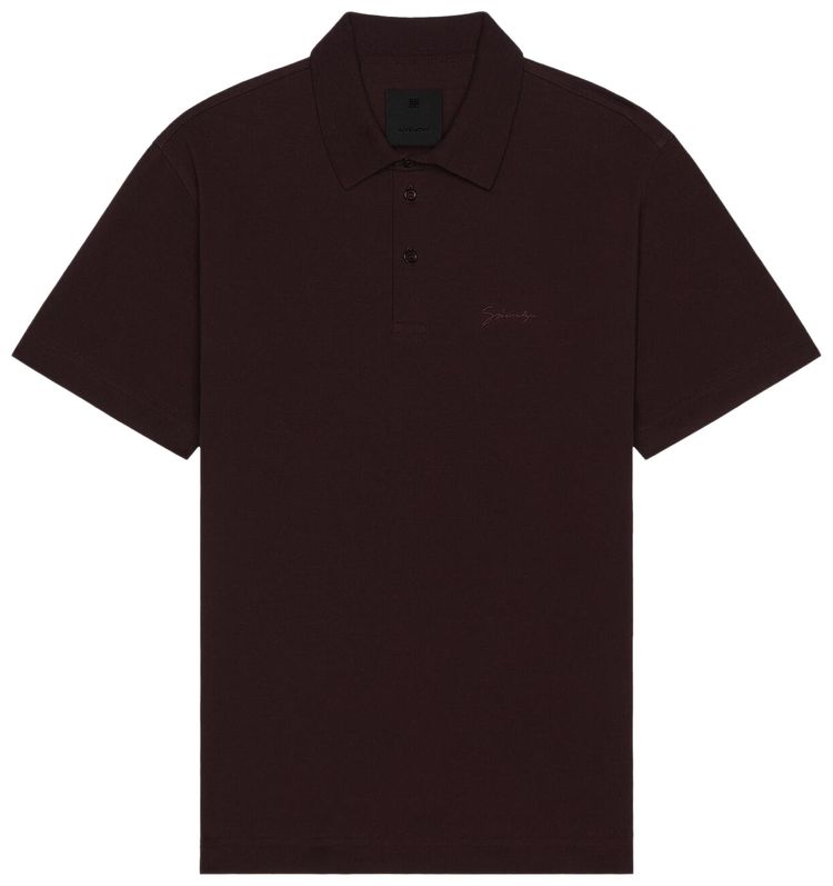 Givenchy Logo Embroidered Polo Shirt Burgundy