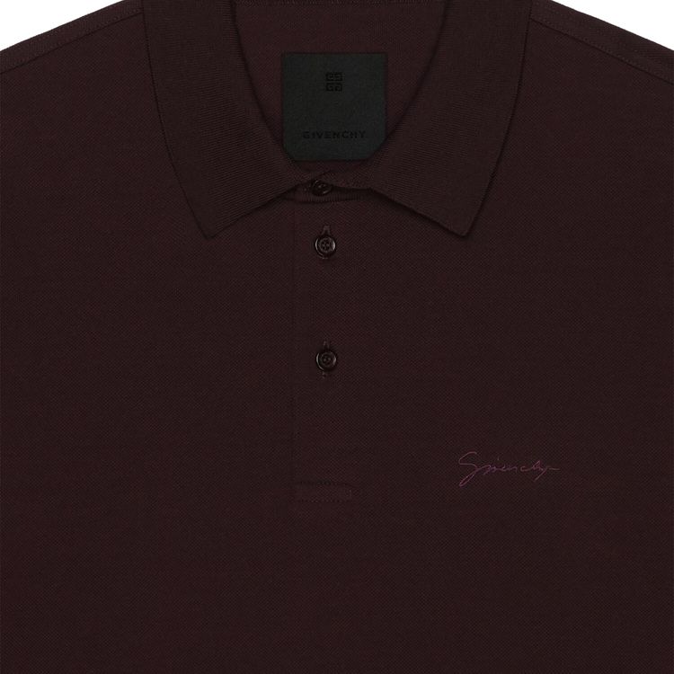 Givenchy Logo Embroidered Polo Shirt Burgundy