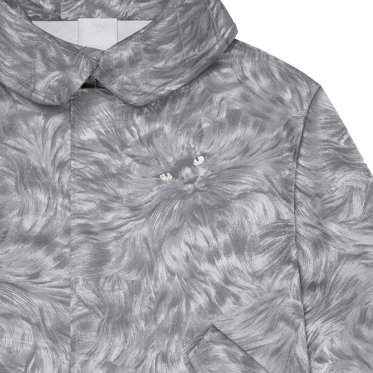 Givenchy Cat Kacquard Short Parka Light Grey Melange