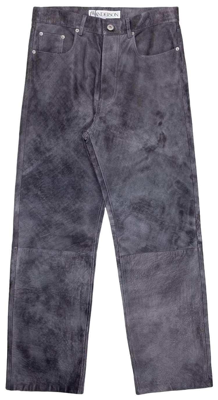 JW Anderson Straight Leg Leather Trousers Grey