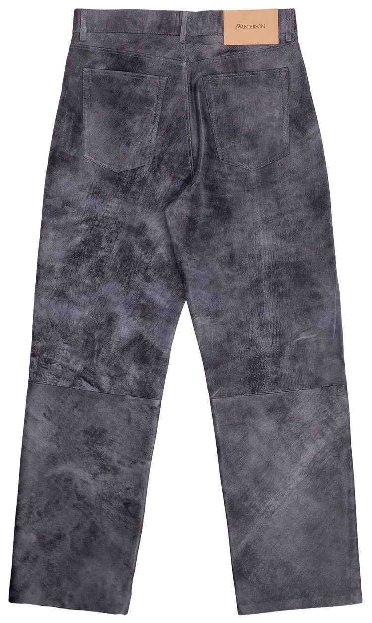 JW Anderson Straight Leg Leather Trousers Grey
