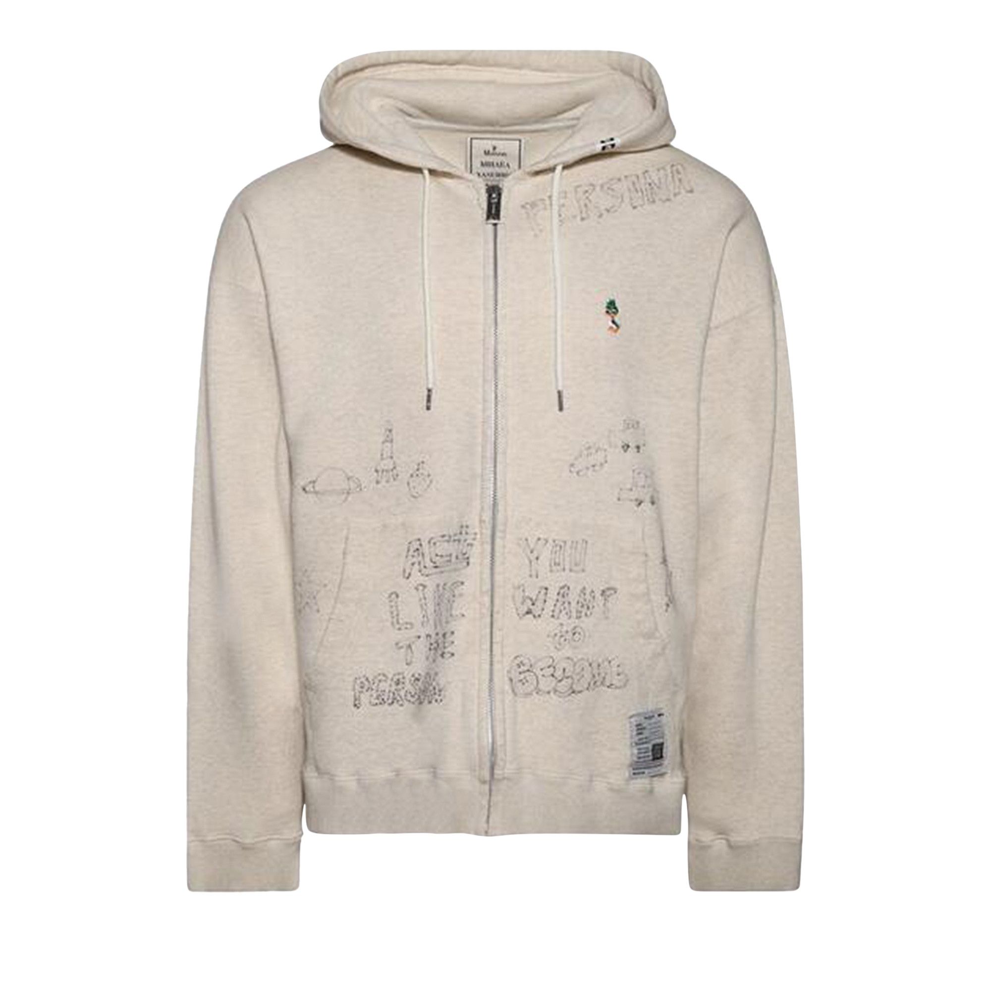 Buy Maison Mihara Yasuhiro Distressed Graffiti Print Zip-Up Hoodie