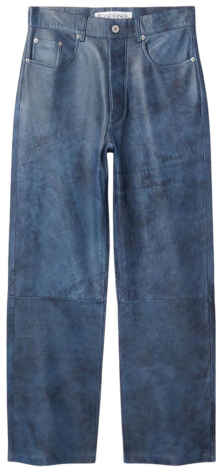 JW Anderson Straight Leg Leather Trousers Mid Blue
