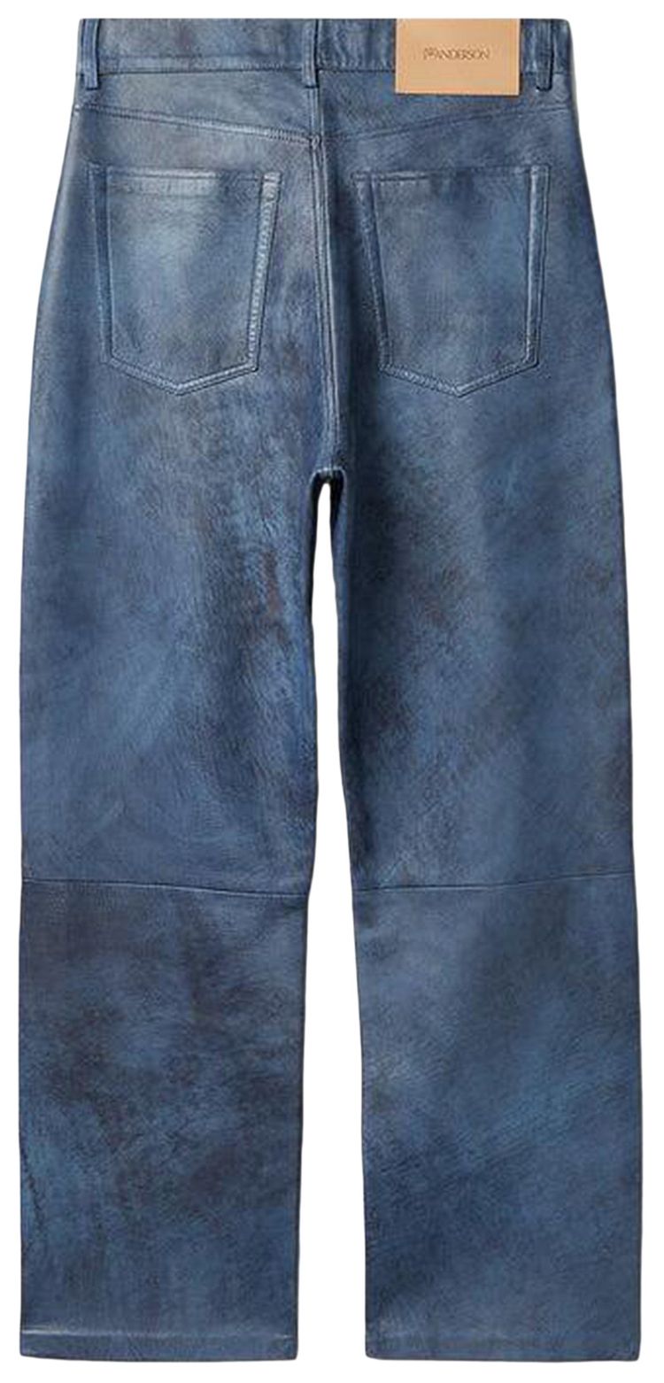 JW Anderson Straight Leg Leather Trousers Mid Blue