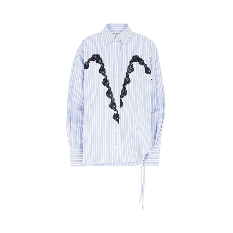 The Attico Striped Shirt WhiteNavy Blue