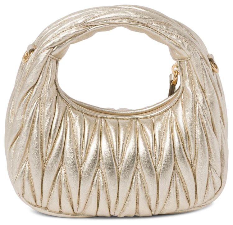 Miu Miu Wander Matelasse Nappa Leather Hobo Mini Bag Pyrite