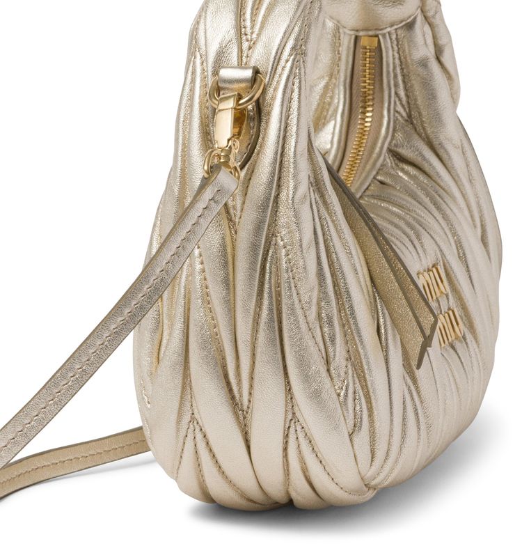 Miu Miu Wander Matelasse Nappa Leather Hobo Mini Bag Pyrite